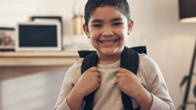 niño en primer día de clases