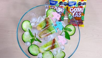 Recita de paletas de hielo de pepino con gomitas